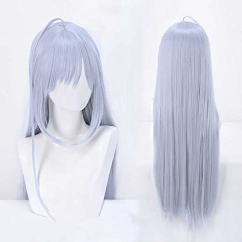 Dagua Peluca Cosplay Anime，Peluca Iroduku The World in Colors Hitomi Tsukishiro，Blue Gray Long Straight Peluca Cosplay,con Red de Peluca Gratis,Halloween Hair,para Cosplay De Fiesta ​Diari