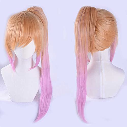 Dagua Peluca Cosplay Anime，Peluca Myriad Colors Phantom World MAI Kawakami，Orange Gradient Pink Ponytail Peluca Cosplay,con Red de Peluca Gratis,Halloween Hair,para Cosplay De Fiesta ​Diari