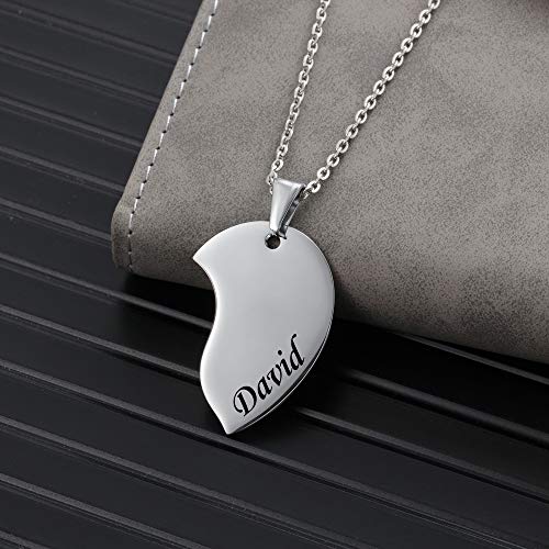 DaMei Collar de pareja de la amistad 2 Collar con nombre personalizado Rompecabezas en forma de corazón Colgante de BFF corazón roto Aniversario Día de San Valentín y Navidad Mejor amigo Regalo