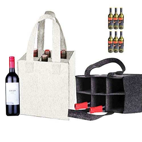 dancepandas Bolsa Portabotellas 3PCS Bolsa Botella Vino Bolsa Fieltro con Paredes Divisorias Bolsa de Bebida para Botellas de Cerveza y Ocasiones como Pícnics, Viajes y Fiestas, 3 Colores