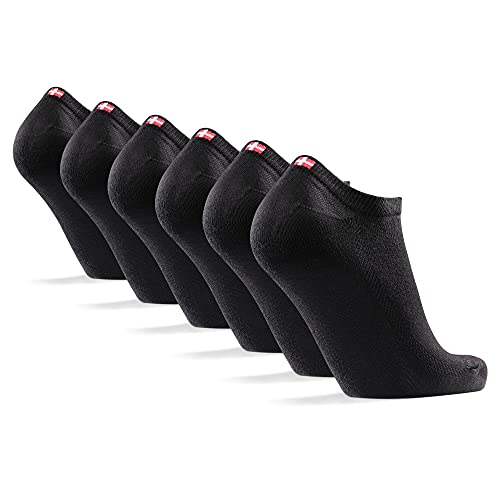 DANISH ENDURANCE Calcetines Cortos de Bambú para Hombre y Mujer Pack de 6 (Negro, EU 43-47)