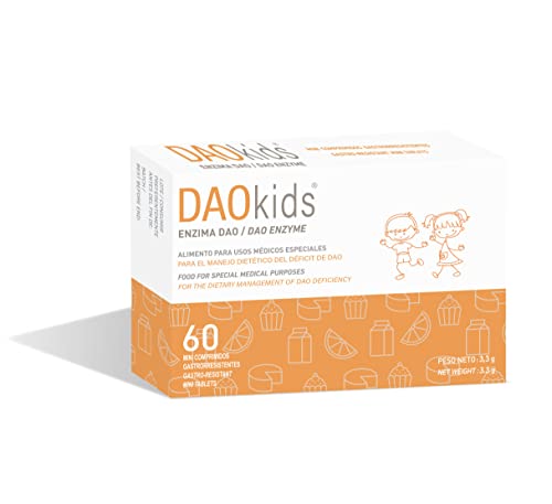 DAOkids – Manejo Dietético del Déficit de DAO/Intolerancia a la Histamina – Para Niños a Partir de 3 Años - 60 Mini Comprimidos Gastrorresistentes – Enzima DAO