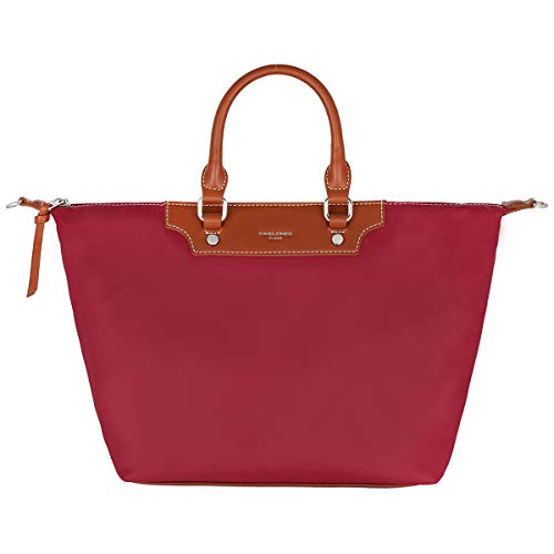 David Jones - Bolso Tote Nylon Mujer - Shopper Nailon Impermeable - Bolso de Mano Plegable - Bolso de Hombro Bandolera Gran Capacidad - Totalizador Shopping Bag - Viaje Playa Comprar Moda - Rojo