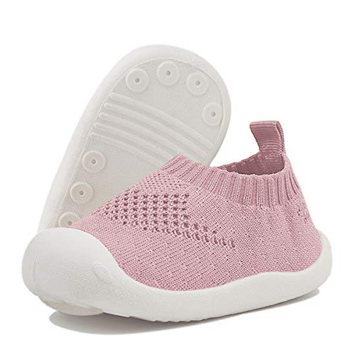 DEBAIJIA Bebé Primeros Pasos Zapatos 1-4 años Niños Niñas Infante Suave Suela Antideslizante Malla Transpirable Ligero 20 EU Rosa (Tamaño de la etiqueta-17)