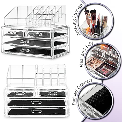 Deco Express Organizador de Maquillaje Cajones Caja Cosméticos Transparente (Large)