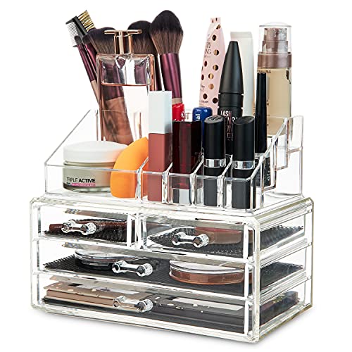 Deco Express Organizador de Maquillaje Cajones Caja Cosméticos Transparente (Large)