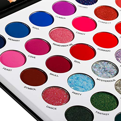 DE'LANCI La Catrina Paleta de maquillaje Paleta de sombras de ojos colorida Paleta de 54 colores profesional Shimmer Glitter Paleta de maquillaje mate Sombra de ojos altamente pigmentada