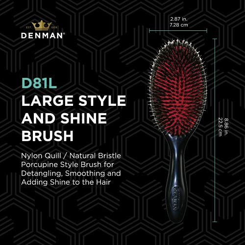 Denman D81L - Cepillo de nailon acolchado con cerdas naturales, tamaño grande