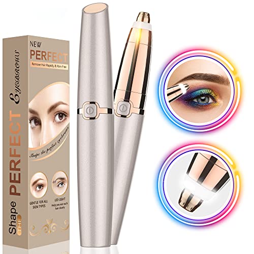 Depiladora Cejas Mujer, Electrica Depiladora Cejas Indolora y Maquinilla de Afeitar para Mujeres y Hombres con LED, Portátil Depilador Cejas para Cejas, Nariz, Labios, Cara