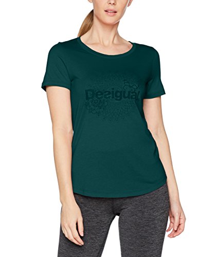 Desigual Mujer TS 4153 Knit Short Sleeve, Camiseta para Mujer, Verde, Small