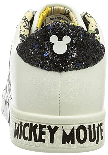 Desigual Shoes_Cosmic_Mickey Glit, Zapatillas Mujer, Blanco, 39 EU