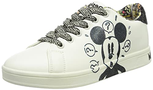 Desigual Shoes_Cosmic_Mickey Glit, Zapatillas Mujer, Blanco, 39 EU