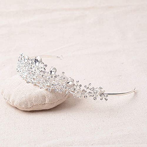 DGHJK Diadema de Perlas para Boda, Vintage, Cristal, Plata, plantado, Tiara Nupcial, Corona, joyería para el Cabello, Tocado de Boda, Accesorios para el Cabello para Mujer