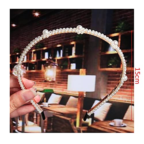 Diademas de Perlas Sonwaha 6 PCS Moda Perla Mujer Venda Elegantes Perlas Blancas Brillantes Bonita Diadema para Mujeres y Niñas