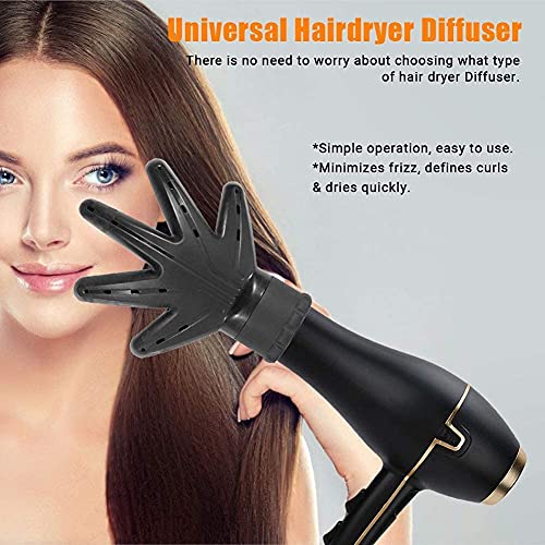 Difusor para secador de pelo, forma de mano, secador difusor, difusor universal adaptable para secador de pelo, herramientas para el peinado del cabello, negro