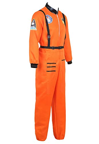 Disfraz Astronauta Adulto para Hombre Halloween Carnaval Americano Cadete del Espacio Cosplay Naranja s
