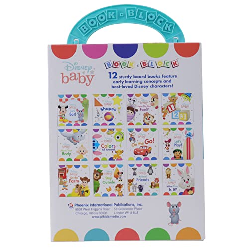 Disney Baby Mickey Mouse, Minnie, Toy Story and More! - My First Library Board Book Block 12-Book Set - First Words, Shapes, Numbers, and More! - PI Kids