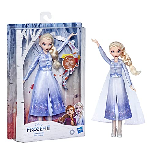 Disney Frozen - Elsa Cantante - Muñeca Que Canta; Lleva un Vestido Azul Inspirado en Frozen 2 Juguete para niños y niñas de 3 años en adelante