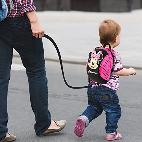 Disney Mochila Bebe Guarderia, Mochila Infantil de Mickey y Minnie Mouse, Mochila Guardería con Arnes Para Bebes (Rosa)