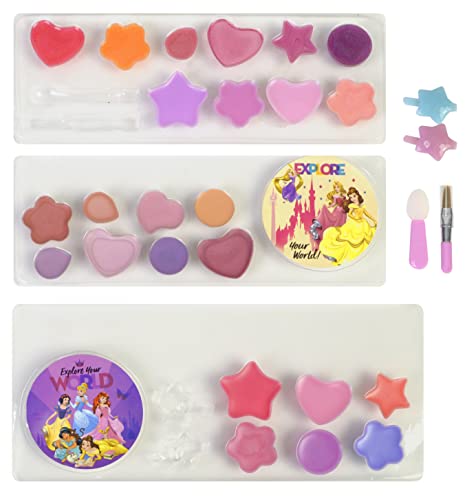 Disney Princess Triple Layer Beauty Tin - Neceser Princesa, Set de Maquillaje para Niñas - Maquillaje Princesas - Selección de Productos Seguros en un Estuche con 3 Pisos