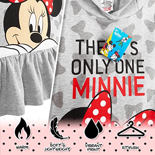 Disney Vestido Niña, Sudadera Niña de Mickey y Minnie Mouse, Ropa Niña 2-14 Años, Regalos para Niñas (7-8 Años, Gris Jaspeado)