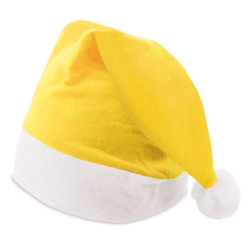 DISOK Lote de 100 Gorros de Papa Noel Amarillos - Gorros de Papa Noel de Colores Navidad Baratos