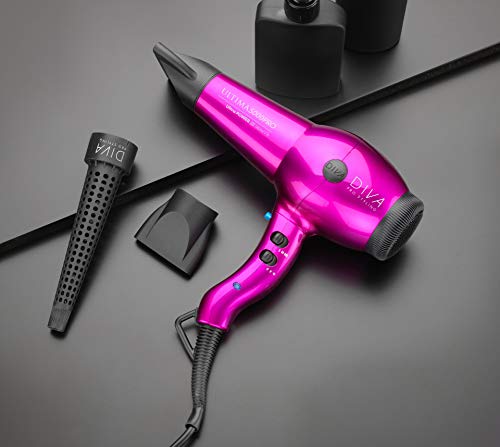 Diva Professional Ultima 5000 Pro New Pink - Secador profesional, motor AC de larga vida y boquilla estrecha profesional, color rosa (PRO106)