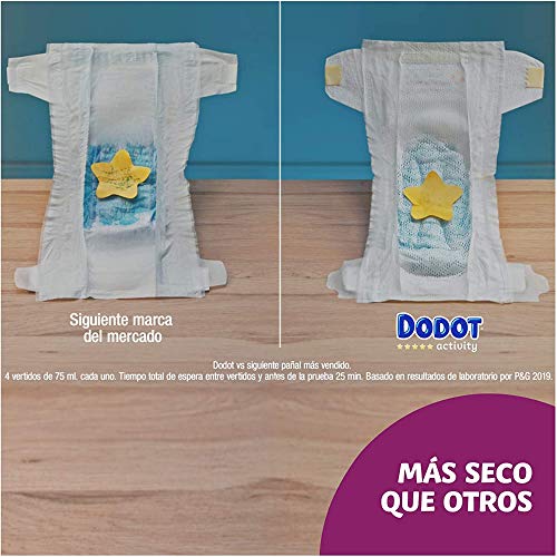 DODOT Activity Pañales Talla 3, 6-10 Kg, con Ajuste Resistente, Blanco, 66 Pañales