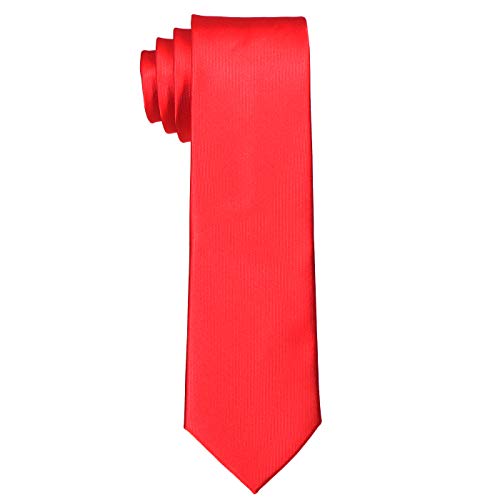 DonDon hombres corbata 7 cm business professional classica hecho a mano rojo para la oficina o eventos festivos