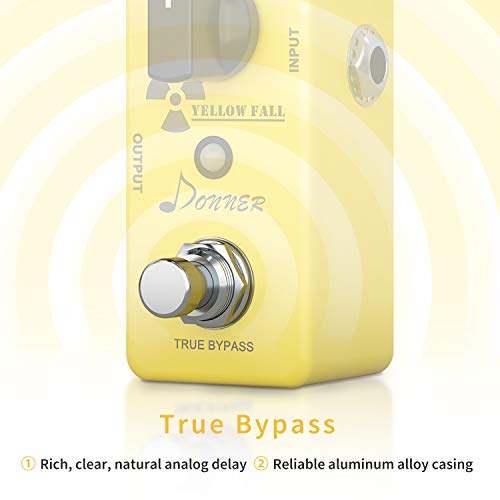 Donner Delay Pedal Guitarra, Yellow Fall Delay Pedal Guitar, Bypass Auténtico Pedales Guitarra Electrica