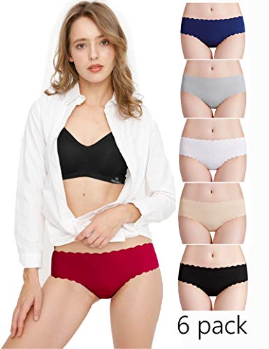 Donppa Bragas para Mujer Pack sin Costuras Invisible Braguitas Microfibra Rayas Brief Bikini Culotte,Pack de 6 (Multicolor M)