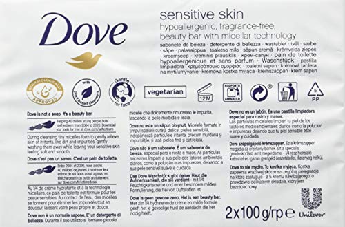 Dove, Sensitive Skin micellar Jabón, 2 Unidades