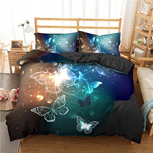 Dream Butterfly Impresión Digital En 3D Funda Nórdica Juego De Cama Con Patrón De Alfabeto Inglés Lavable A Máquina Juego De 3 Adecuado Para Dormitorio De Hotel Fábrica De Dormitorios De Estudiantes