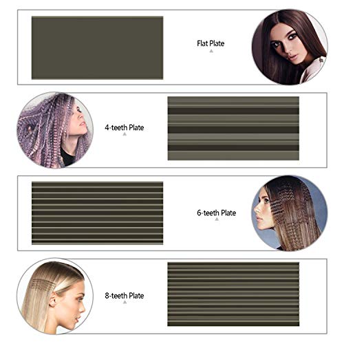 DSHOW 4 en 1 Plancha de Pelo Efecto Trenzas Plancha Ondas PequeñAs Ondulado con 4 Placas Intercambiables de CeráMica de Titanio Para Ondular el Cabello Plancha Onduladora Pelo Zig Zag (Negro)