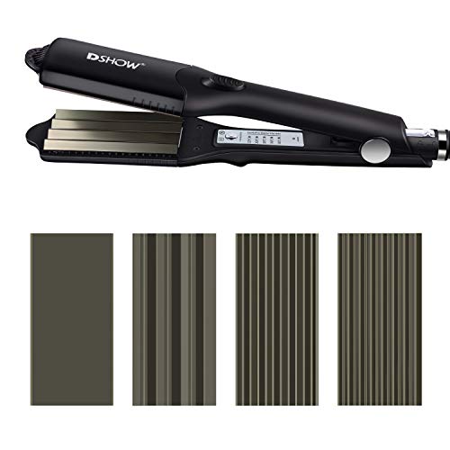 DSHOW 4 en 1 Plancha de Pelo Efecto Trenzas Plancha Ondas PequeñAs Ondulado con 4 Placas Intercambiables de CeráMica de Titanio Para Ondular el Cabello Plancha Onduladora Pelo Zig Zag (Negro)