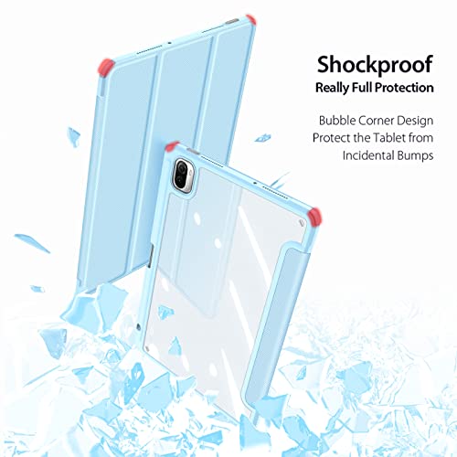 DUZZONA Funda para Xiaomi Mi Pad 5/Mi Pad 5 Pro 11" Tablet 2021con Auto Sueño Estela,Ultra Delgada Transparente Back TPU Cover Carcasa con Soporte Incorporado de Pencil,Azul Claro