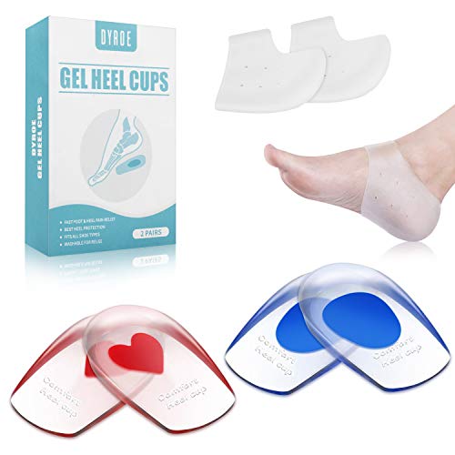 Dyroe 2 pares de almohadillas de gel para talones,1 pares Protector de Talon,almohadillas de silicona para talones para la fascitis plantar,Espolones En el Talón y Dolor de Amortiguador(Mujer)