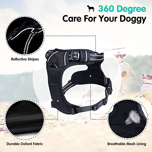 Eagloo Arnes de Perro Antitirones Cómodo Chaleco Ajustable Correa al Cuello y Pecho para Perros Pequeños Material Duradero Transpirable con Cinta Reflectante Adaptarse a Ejercer Externo S/Negro