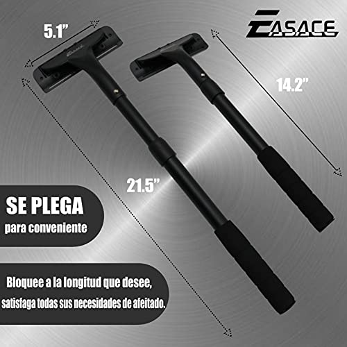 EASACE Afeitadora Espalda Depilación Corporal para Hombre, Afeitadora Corporal con Mango Largo 54.5cm Ajustable, Curvo DIY Navaja Afeitadora Sin Dolor con 3 Durable Cuchilla Repuesto (Negro)