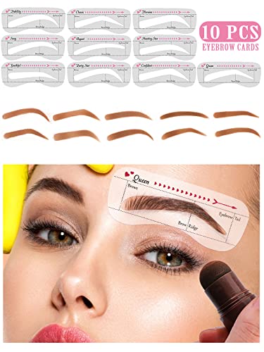 EBANKU Kit De Sello De Cejas, Kit De Plantilla De Sellos De Cejas, One Step Kit de Plantillas y Sellos para Cejas, Plantilla de Maquillaje en Polvo para Cejas para Mujeres (Marrón claro)