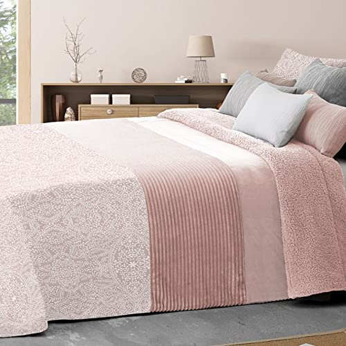 EDREDON Sherpa CONFORTER MANTEROL DOKO 051 Rosa Ramillete (Cama 135 cm.)