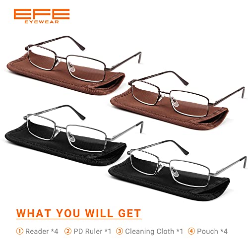 EFE Gafas de Lectura Hombres Mujeres 4-Pack Diseño de Bisagra de Resorte con Montura de Gafas de Metal Ligeros Cómodos 2.5