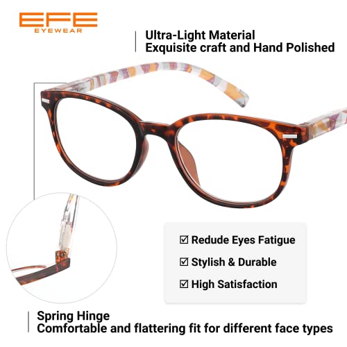 EFE Gafas de Lectura Presbicia Valor Pack 5 Hombre Mujer Unisex con Diseño de Patrón de Templo de Moda Buena Vision Anti Luz Azul Calidad Bisagras de Resorte Lectores 3.5