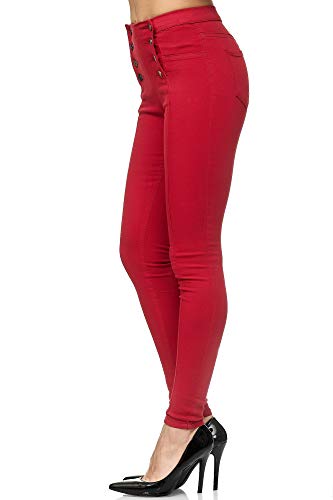 Elara Jeans Mujer Skinny Fit Cintura Alta Chunkyrayan Rojo JS001-3 Red-44 (2XL)