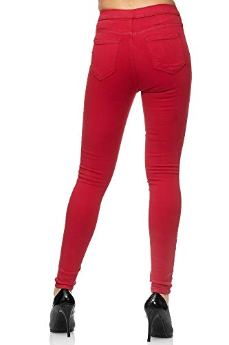 Elara Jeans Mujer Skinny Fit Cintura Alta Chunkyrayan Rojo JS001-3 Red-44 (2XL)