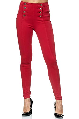 Elara Jeans Mujer Skinny Fit Cintura Alta Chunkyrayan Rojo JS001-3 Red-44 (2XL)