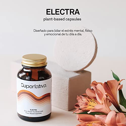 Electra | Suplemento 100% herbal con Ashwagandha Sensoril® | Antiestrés y Alivio de Ansiedad, Potenciar Energía y Concentración, Mejorar el Insomnio | Con Vitamina B3 y B5