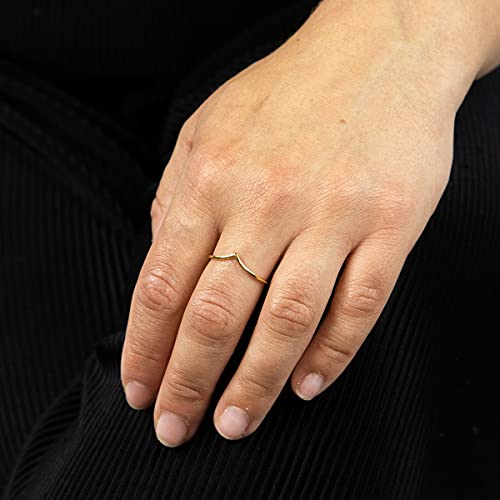 Elements Gold Anillo de oro amarillo de 9 quilates con forma de V para mujer, anillo de boda, anillo de promesa, anillo delicado, talla N