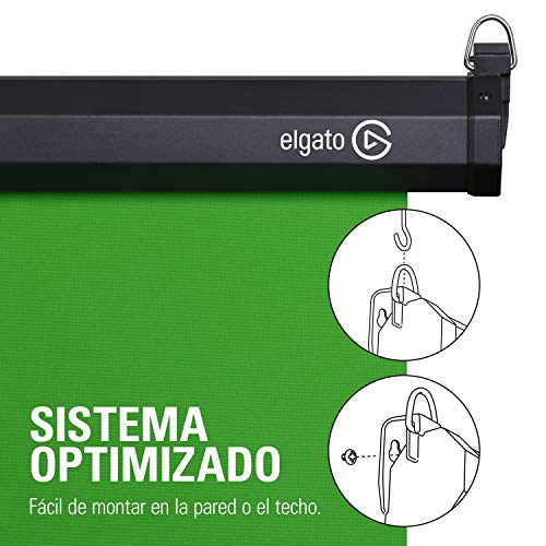 Elgato Green Screen MT - fondo chromakey retráctil para montar en pared, con tejido antiarrugas para eliminar el fondo en streaming, videoconferencia, en Instagram, TikTok, Zoom, Teams, OBS