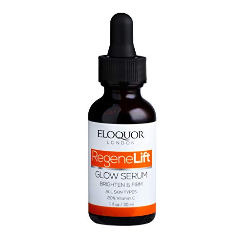 Eloquor RegeneLift Sérum de brillo | Anti envejecimiento facial hidratante con vitaminas C y ácido hialurónico para arrugas, líneas finas, acné, y piel sensible | Natural orgánico y sin crueldad